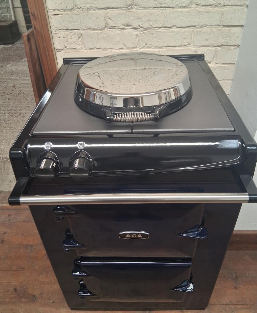 <p>Aga City 60 all Electric in Oxford Blue</p><p>Enamell in Excellet condition, new chrome lid, new lid underside and seal, and new door backs</p>